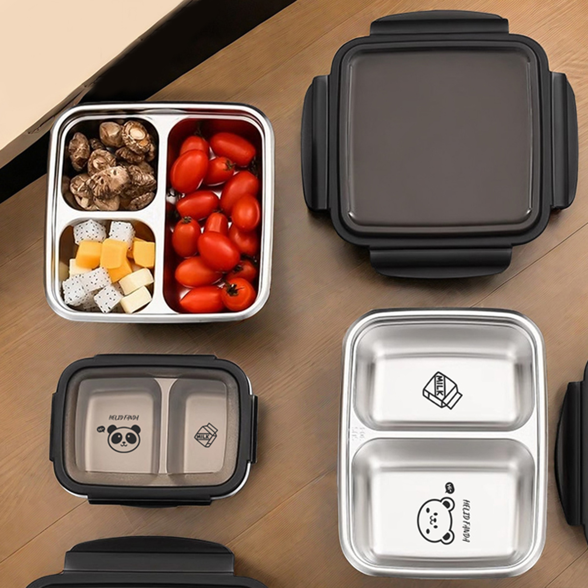 Meal Prep Bowl - WORTHBUY 2/3-Gitter, Lunchbox aus Edelstahl 304,