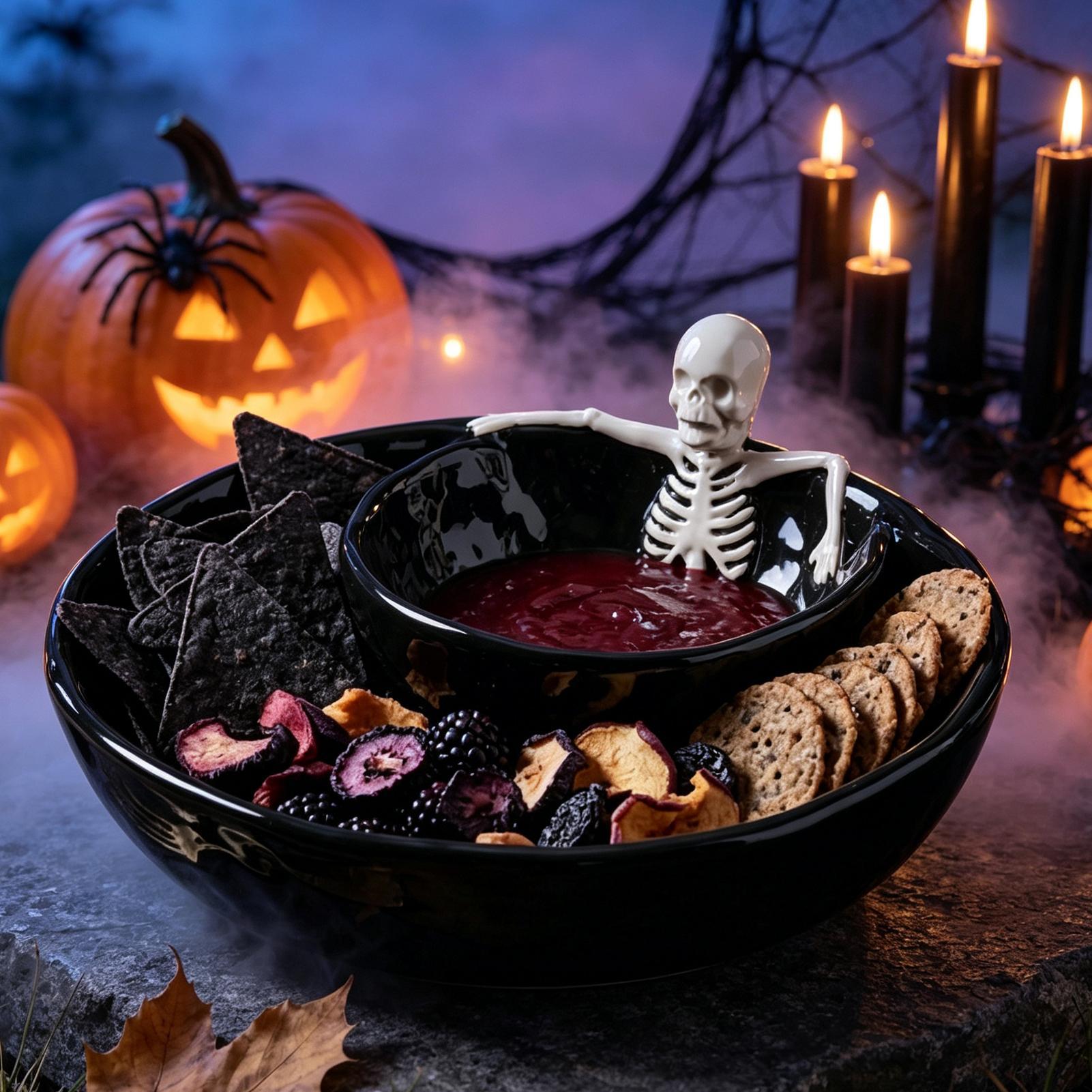 Meal Prep Bowl - Doppelschichtige Keramik-Servierschalen mit Totenkopf-Motiv für Halloween,