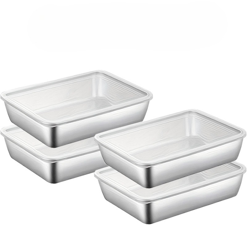 Meal Prep Kitchen - 4-teiliges Edelstahl-Lebensmittelbehälter-Set, Meal-Prep Kühlschrank-Organizer, Küchenzubehör, 2