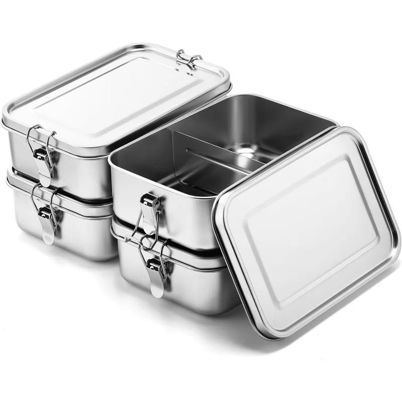 Meal Prep Bowl - 304 Edelstahl 1200/2400ml Lunchbox Bento-Box Metall-Lebensmittelbehälter