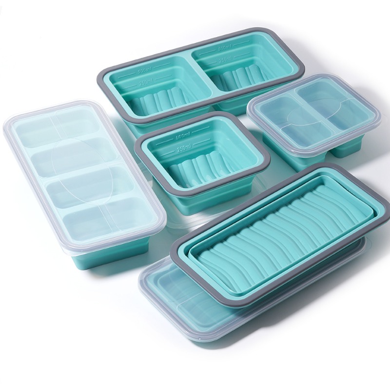 Meal Prep Template - Gefrierfachbehälter mit Deckel, 2 Stück, Silikon-Gefrierformen,