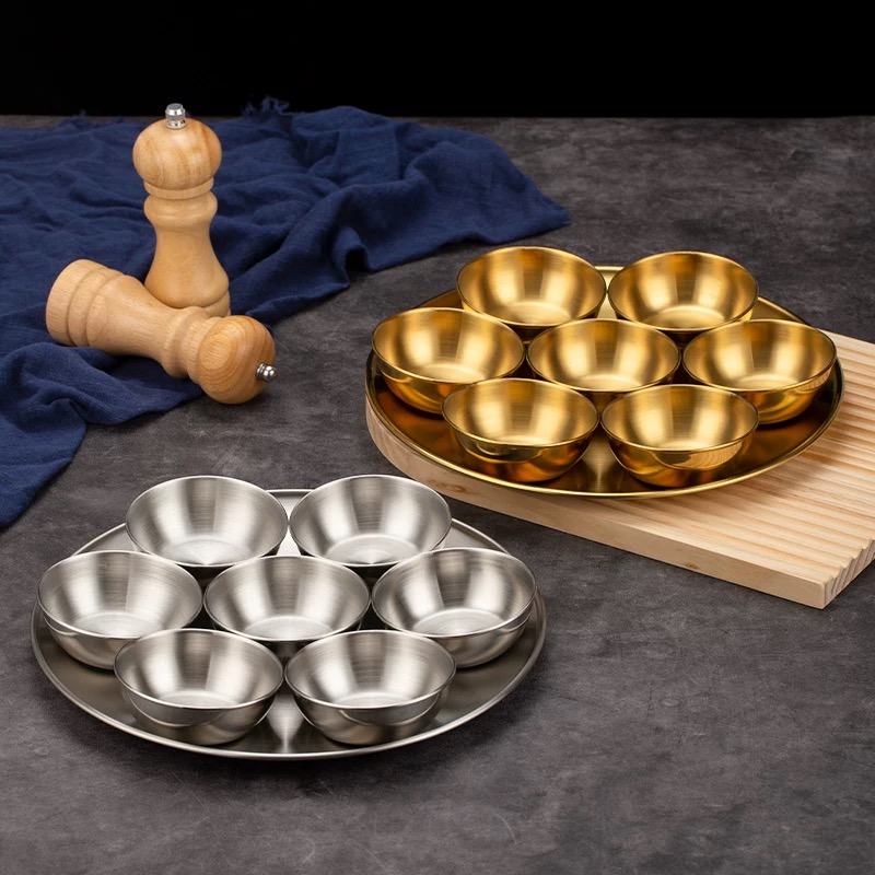 Sauce Dipping Cup - Koreanisches Dip-Schalen-Set aus Edelstahl für Barbecue,