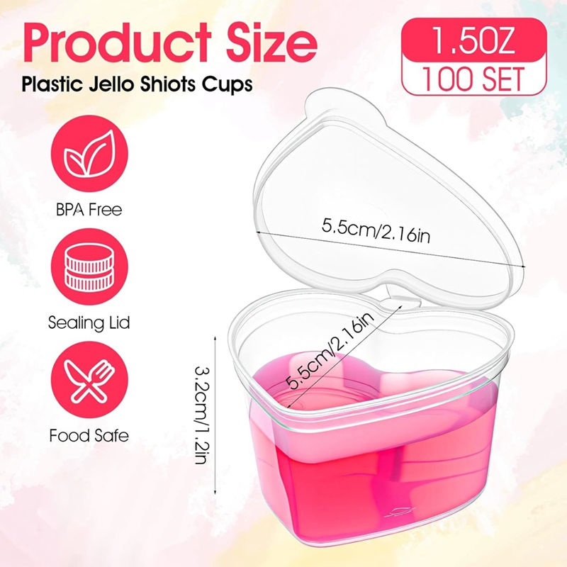 100 Sets 1,5 Unzen Klare Herzf – Sauce Dipping Cup Bewertung und Preis