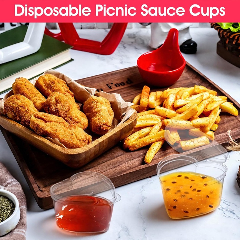 100 Sets 1,5 Unzen Klare Herzf – Sauce Dipping Cup Bewertung und Preis